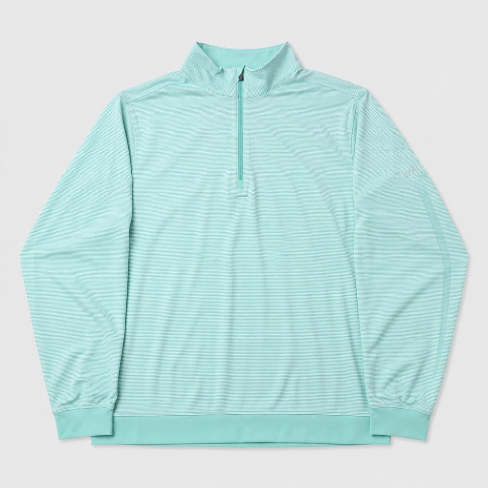 Columbia Golf Pullover Mens Large Aqua Striped 1/4 Zip Performance Shirt